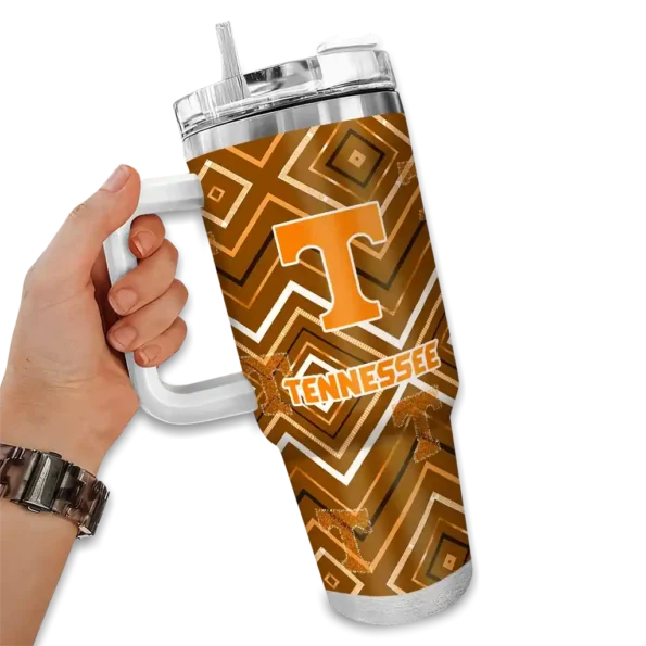 personalized tennessee volunteers bold diamonds orange curved tumbler fashion forward.webp