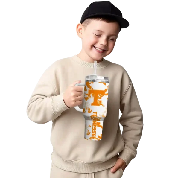 personalized tennessee volunteers camo mashup orange white curved tumbler latest model.webp