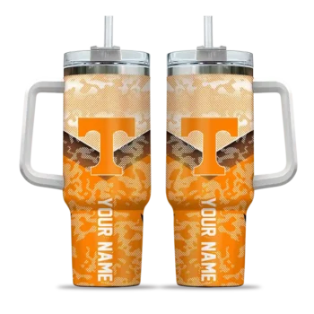 personalized tennessee volunteers chevron stripe orange curved tumbler best selling.webp