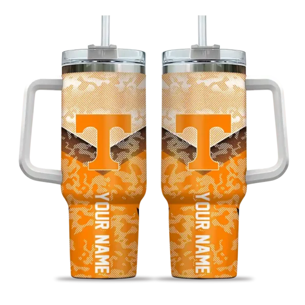 personalized tennessee volunteers chevron stripe orange curved tumbler best selling.webp