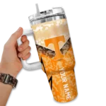 personalized tennessee volunteers chevron stripe orange curved tumbler best selling.webp