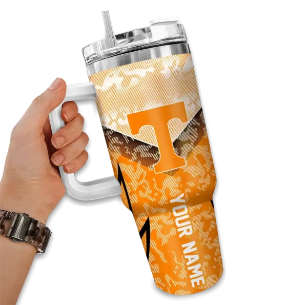 personalized tennessee volunteers chevron stripe orange curved tumbler fashion forward.webp