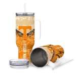 personalized tennessee volunteers chevron stripe orange curved tumbler best selling.webp