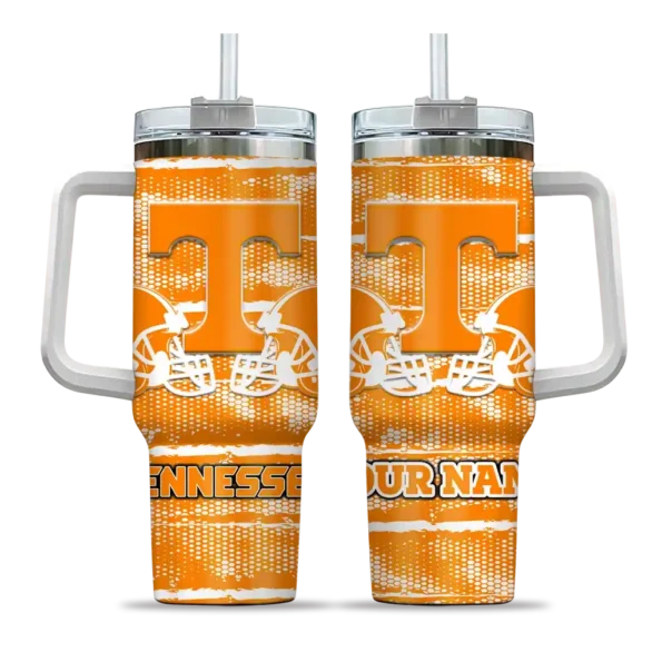 personalized tennessee volunteers honey streaks orange curved tumbler best selling.webp