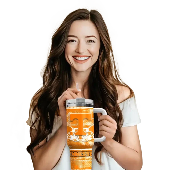 personalized tennessee volunteers honey streaks orange curved tumbler premium grade.webp