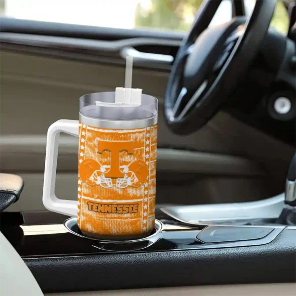 personalized tennessee volunteers honey streaks orange curved tumbler trendy.webp