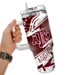 personalized texas am aggies abstract paths maroon curved tumbler best selling.webp