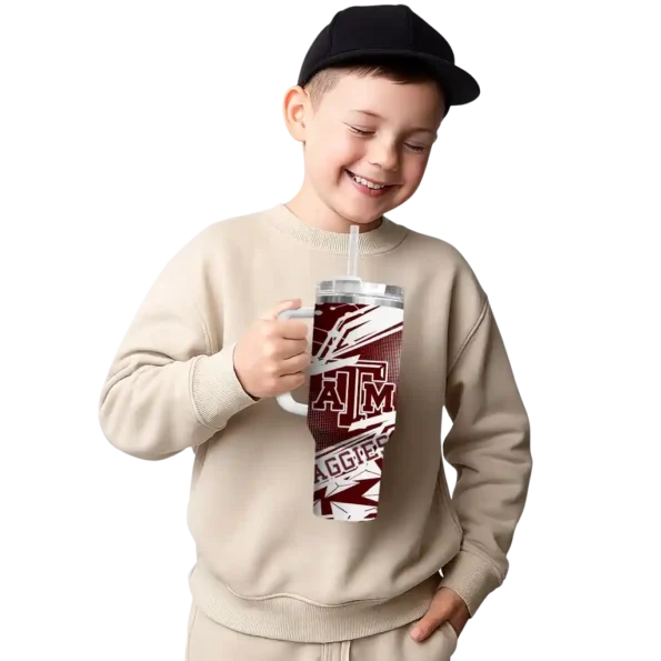 personalized texas am aggies abstract paths maroon curved tumbler latest model.webp