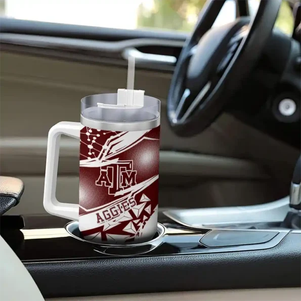 personalized texas am aggies abstract paths maroon curved tumbler trendy.webp