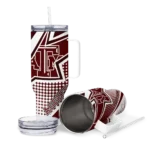 personalized texas am aggies arrow burst maroon curved tumbler best selling.webp