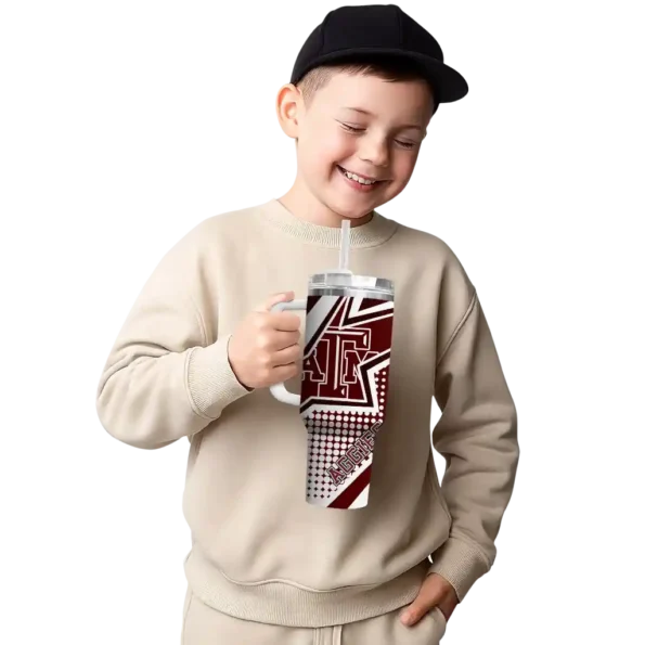 personalized texas am aggies arrow burst maroon curved tumbler latest model.webp
