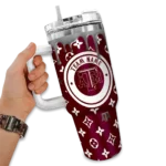 personalized texas am aggies bullseye drips maroon curved tumbler best selling.webp