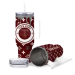 personalized texas am aggies bullseye drips maroon curved tumbler best selling.webp