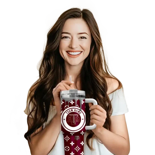 personalized texas am aggies bullseye drips maroon curved tumbler premium grade.webp