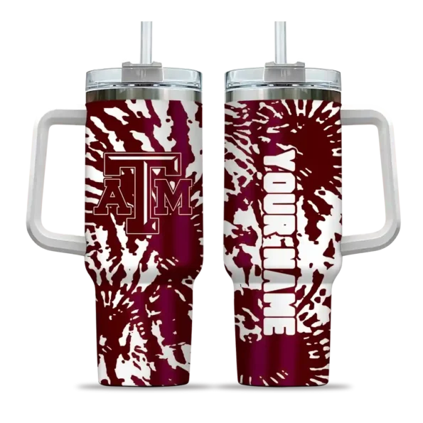 personalized texas am aggies burst swirl maroon curved tumbler best selling.webp