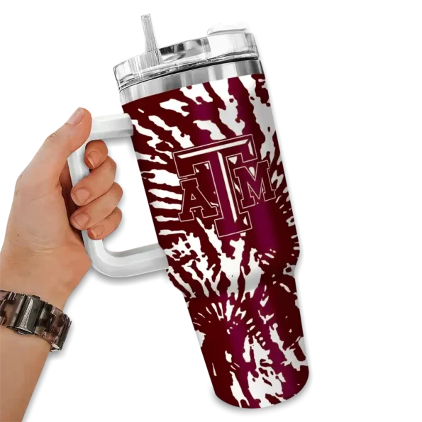 personalized texas am aggies burst swirl maroon curved tumbler fashion forward.webp