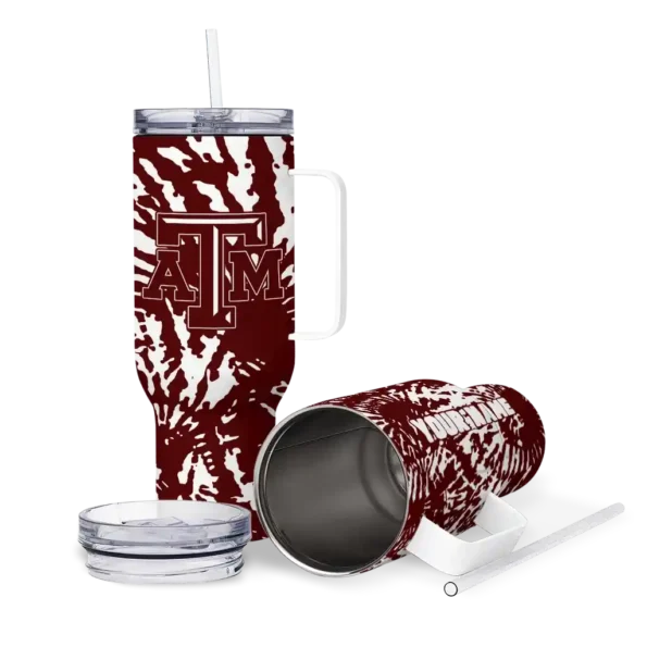 personalized texas am aggies burst swirl maroon curved tumbler high quality.webp