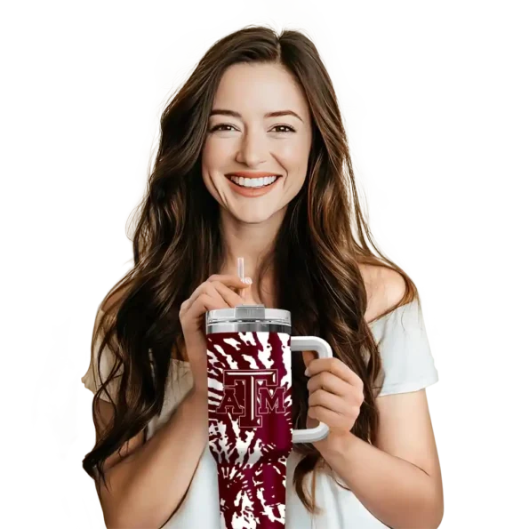 personalized texas am aggies burst swirl maroon curved tumbler premium grade.webp