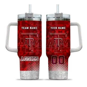 personalized texas am aggies geometric prism maroon curved tumbler best selling.webp