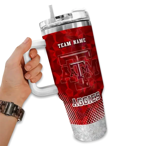 personalized texas am aggies geometric prism maroon curved tumbler fashion forward.webp