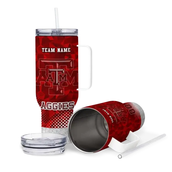 personalized texas am aggies geometric prism maroon curved tumbler high quality.webp