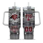 personalized texas am aggies superman shield maroon gray curved tumbler best selling.webp