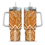 personalized texas longhorns chevron angle orange curved tumbler best selling.webp