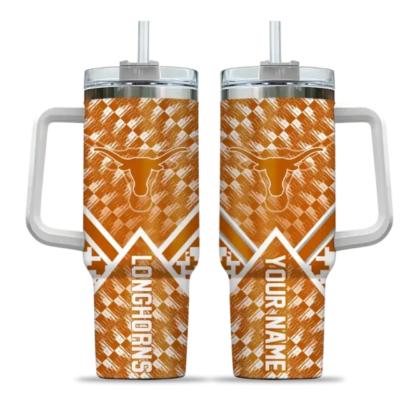 personalized texas longhorns chevron angle orange curved tumbler best selling.webp
