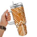 personalized texas longhorns chevron angle orange curved tumbler best selling.webp