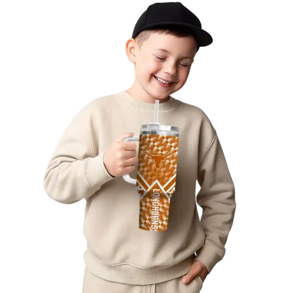 personalized texas longhorns chevron angle orange curved tumbler latest model.webp