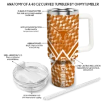 personalized texas longhorns chevron angle orange curved tumbler best selling.webp