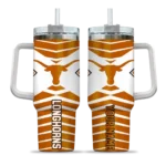 personalized texas longhorns chevron layers orange curved tumbler best selling.webp