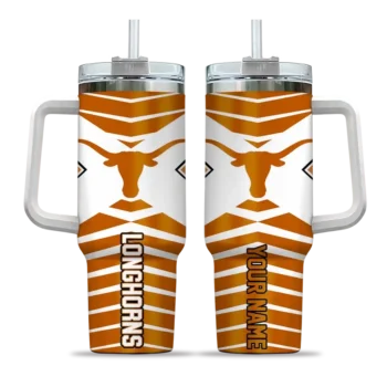 personalized texas longhorns chevron layers orange curved tumbler best selling.webp