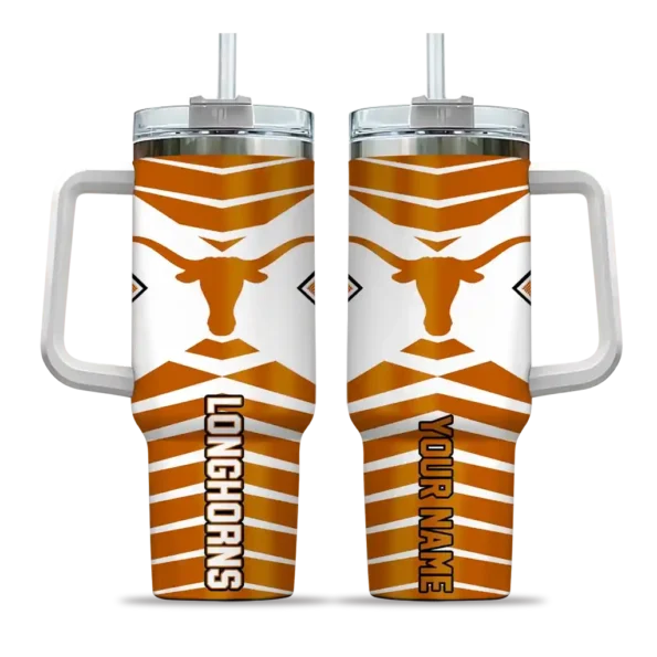 personalized texas longhorns chevron layers orange curved tumbler best selling.webp