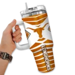 personalized texas longhorns chevron layers orange curved tumbler best selling.webp