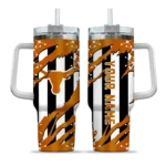 personalized texas longhorns claw cut orange black curved tumbler best selling.webp