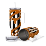 personalized texas longhorns claw cut orange black curved tumbler best selling.webp