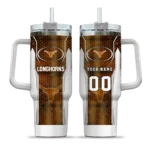 personalized texas longhorns hexagon armor orange curved tumbler best selling.webp