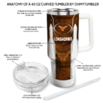 personalized texas longhorns hexagon armor orange curved tumbler best selling.webp