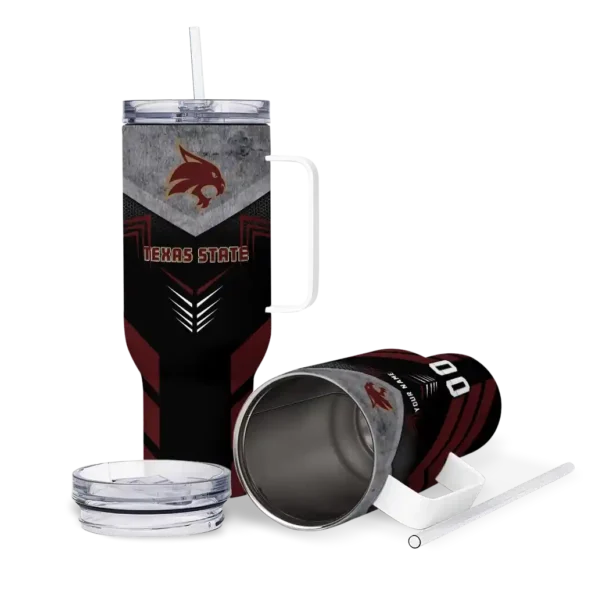 personalized texas state bobcats arrow armor maroon black curved tumbler high quality.webp