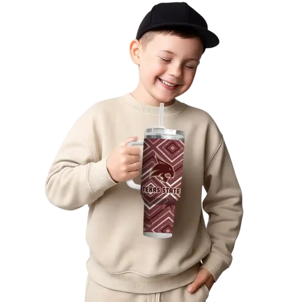 personalized texas state bobcats bold diamonds maroon curved tumbler latest model.webp