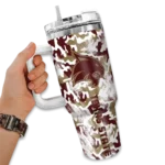 personalized texas state bobcats camo mashup maroon white curved tumbler best selling.webp