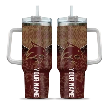 personalized texas state bobcats chevron stripe maroon curved tumbler best selling.webp