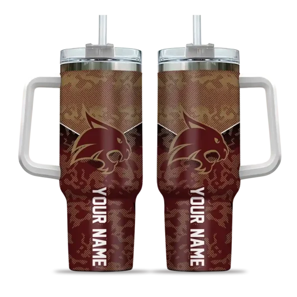 personalized texas state bobcats chevron stripe maroon curved tumbler best selling.webp