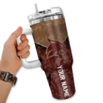 personalized texas state bobcats chevron stripe maroon curved tumbler best selling.webp