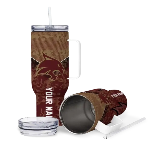 personalized texas state bobcats chevron stripe maroon curved tumbler high quality.webp
