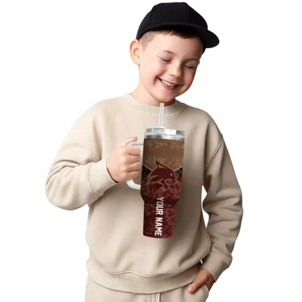 personalized texas state bobcats chevron stripe maroon curved tumbler latest model.webp