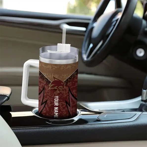 personalized texas state bobcats chevron stripe maroon curved tumbler trendy.webp