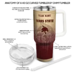 personalized texas state bobcats gradient dots maroon curved tumbler best selling.webp