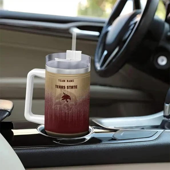 personalized texas state bobcats gradient dots maroon curved tumbler trendy.webp